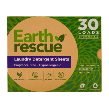 Earth Rescue Laundry Detergent Sheets Fragrance Free - Hypoallergenic